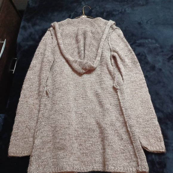 tan knitted cartigan with hood - Picture 3 of 7